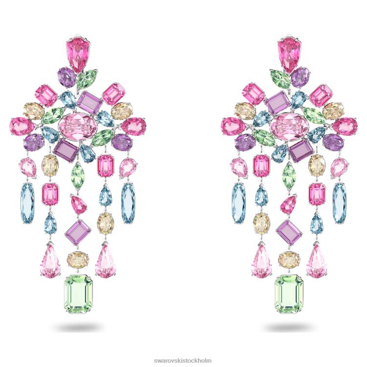 Swarovski gema clip örhängen P28L955 Smycken blandade snitt, ljuskrona, flerfärgad, rodiumpläterad