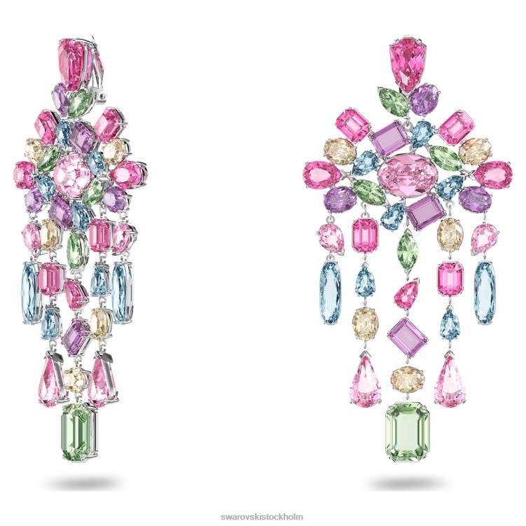 Swarovski gema clip örhängen P28L955 Smycken blandade snitt, ljuskrona, flerfärgad, rodiumpläterad