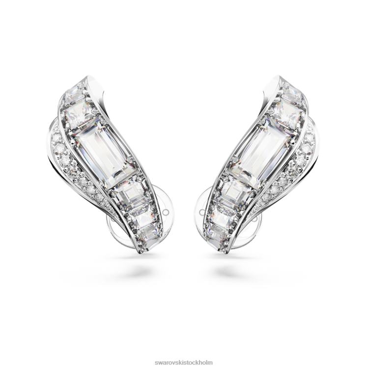 Swarovski hyperbel clip örhängen P28L940 Smycken kolneutral zirkoniumoxid, blandade snitt, vit, rodiumpläterad