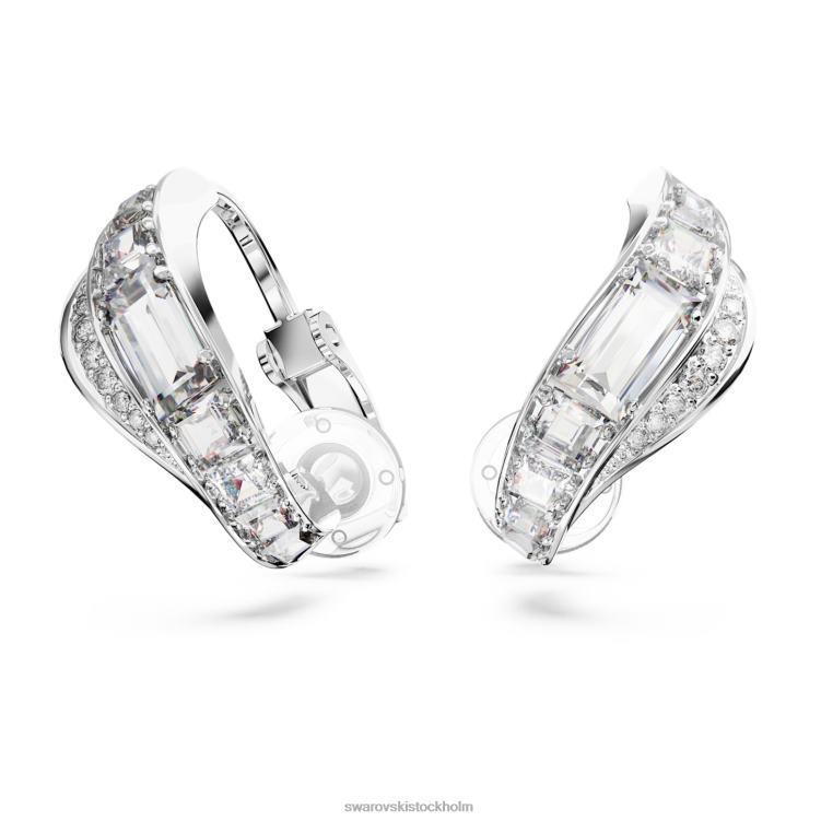 Swarovski hyperbel clip örhängen P28L940 Smycken kolneutral zirkoniumoxid, blandade snitt, vit, rodiumpläterad