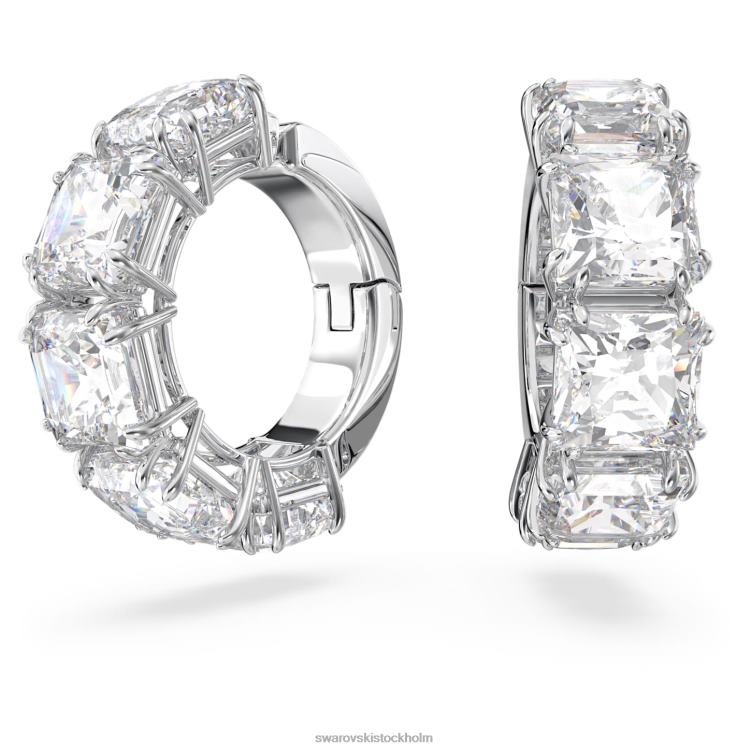 Swarovski millenia clip örhängen P28L888 Smycken fyrkantig skuren, vit, rodiumpläterad