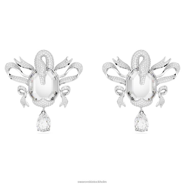Swarovski mode svanklämma örhängen P28L948 Smycken svan, vit, rodiumpläterad