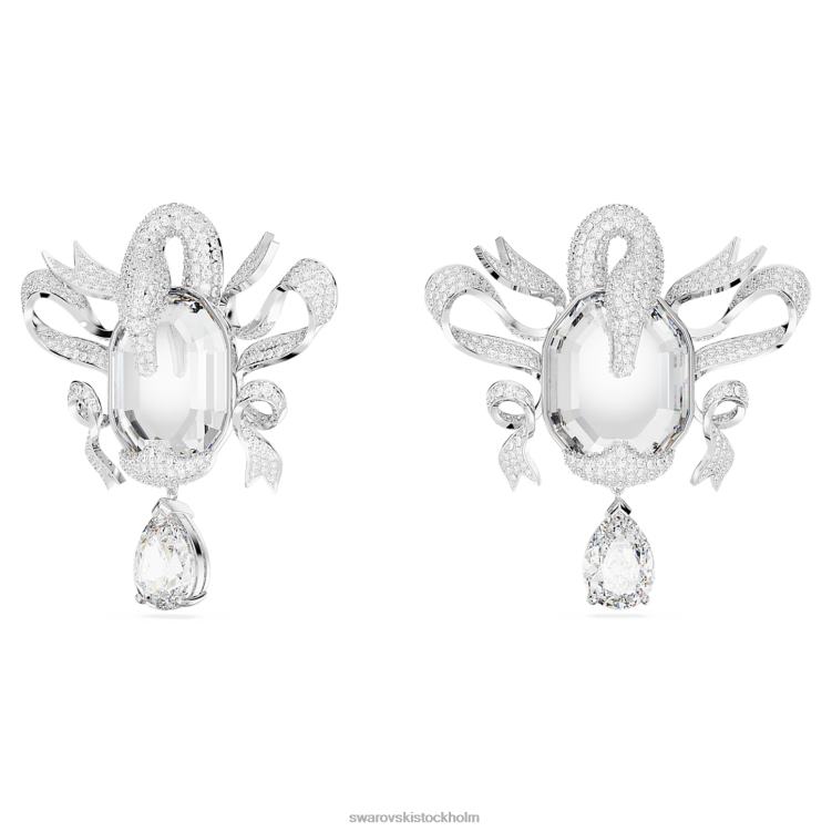 Swarovski mode svanklämma örhängen P28L948 Smycken svan, vit, rodiumpläterad