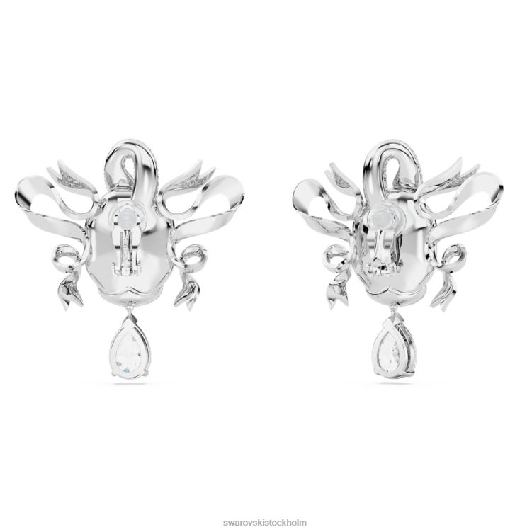 Swarovski mode svanklämma örhängen P28L948 Smycken svan, vit, rodiumpläterad