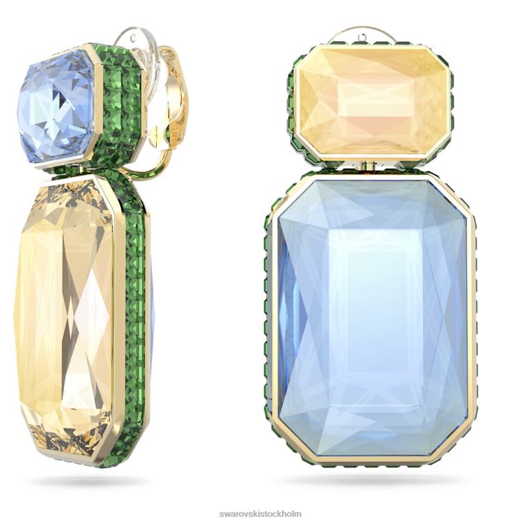 Swarovski orbita clip örhängen P28L943 Smycken asymmetrisk design, octagon cut, flerfärgad, guldfärgad pläterad