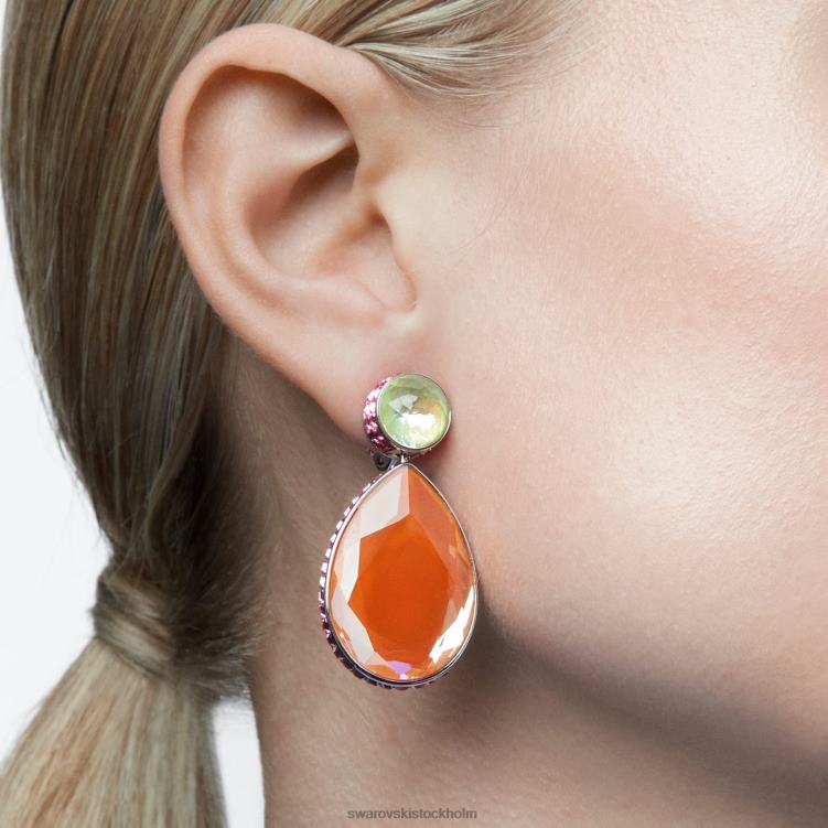 Swarovski orbita clip örhängen P28L957 Smycken asymmetrisk design, drop cut, flerfärgad, rodiumpläterad