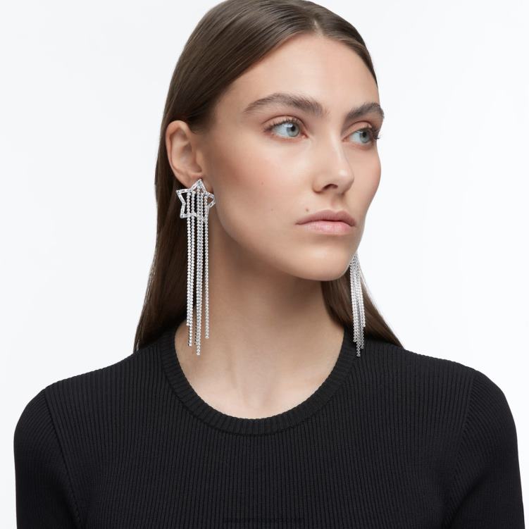 Swarovski stella clip örhängen P28L799 Smycken stjärnskott, vit, rodiumpläterad