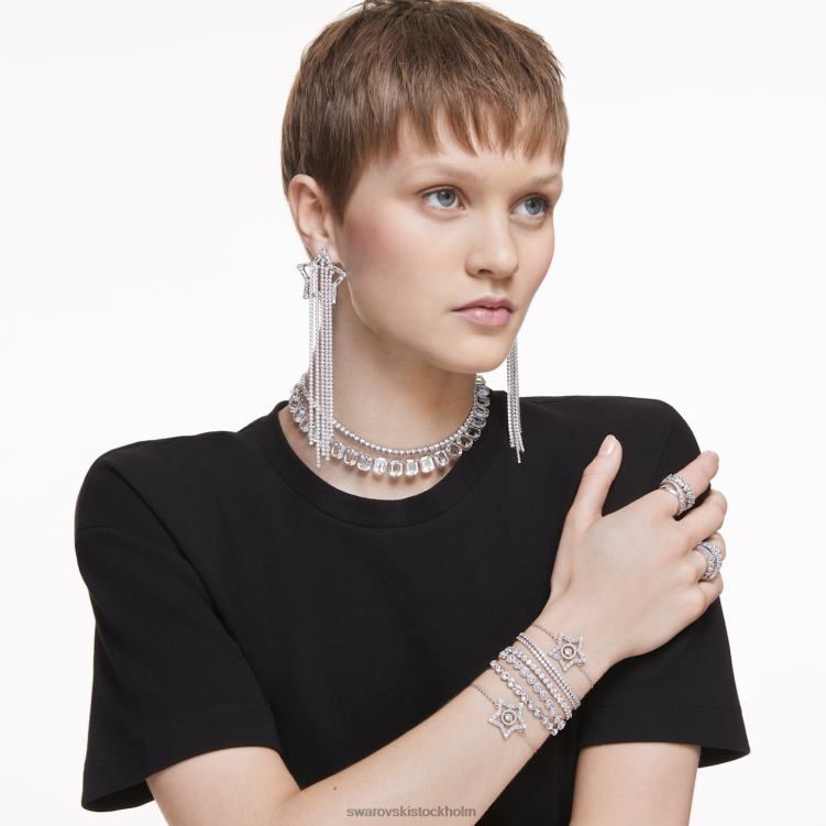 Swarovski stella clip örhängen P28L799 Smycken stjärnskott, vit, rodiumpläterad