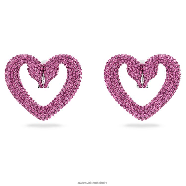 Swarovski una clip örhängen P28L947 Smycken hjärta, rosa, rodiumpläterad