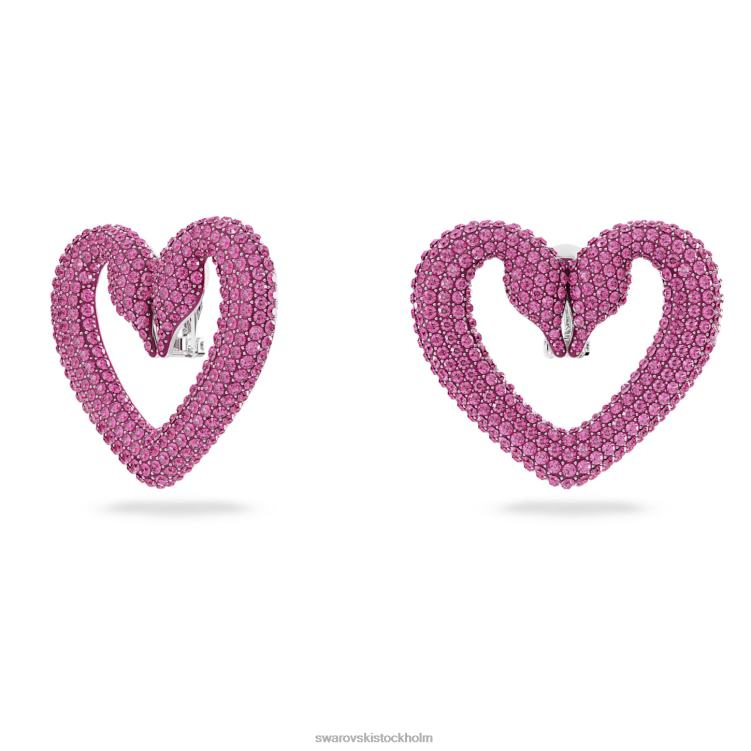 Swarovski una clip örhängen P28L947 Smycken hjärta, rosa, rodiumpläterad