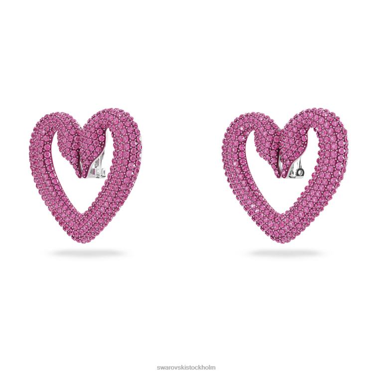 Swarovski una clip örhängen P28L947 Smycken hjärta, rosa, rodiumpläterad