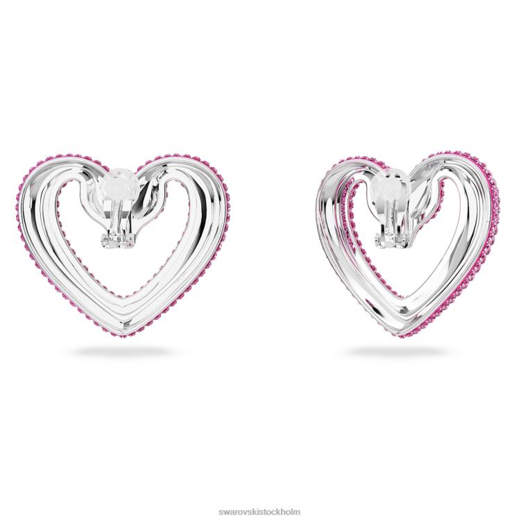 Swarovski una clip örhängen P28L947 Smycken hjärta, rosa, rodiumpläterad