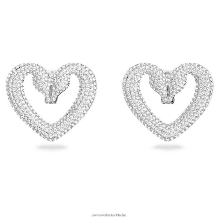 Swarovski una clip örhängen P28L952 Smycken hjärta, vit, rodiumpläterad
