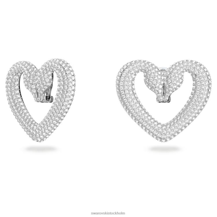 Swarovski una clip örhängen P28L952 Smycken hjärta, vit, rodiumpläterad