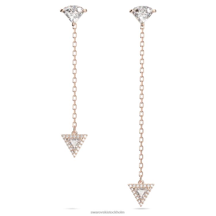Swarovski Ortyx droppe örhängen P28L790 Smycken asymmetrisk design, triangelskuren, vit, roséguld pläterad