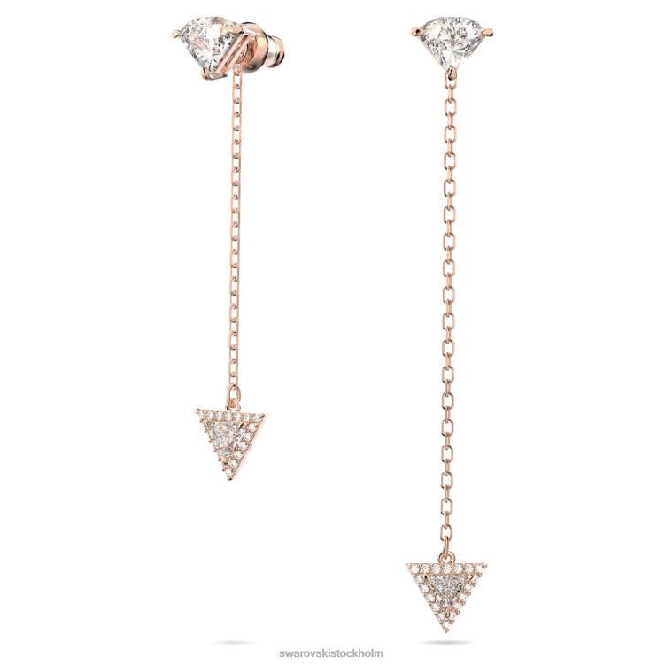 Swarovski Ortyx droppe örhängen P28L790 Smycken asymmetrisk design, triangelskuren, vit, roséguld pläterad