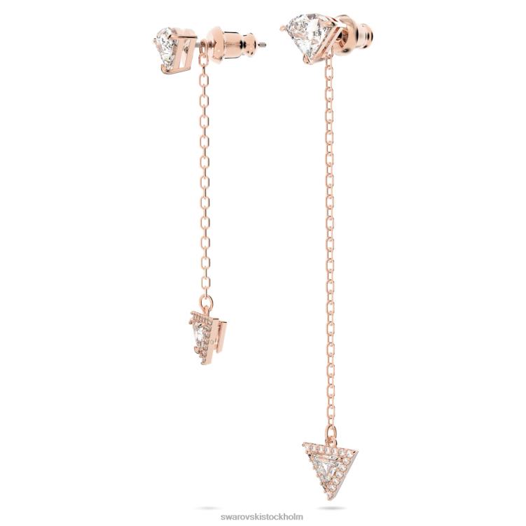 Swarovski Ortyx droppe örhängen P28L790 Smycken asymmetrisk design, triangelskuren, vit, roséguld pläterad