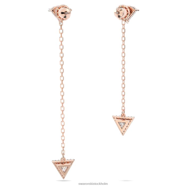 Swarovski Ortyx droppe örhängen P28L790 Smycken asymmetrisk design, triangelskuren, vit, roséguld pläterad