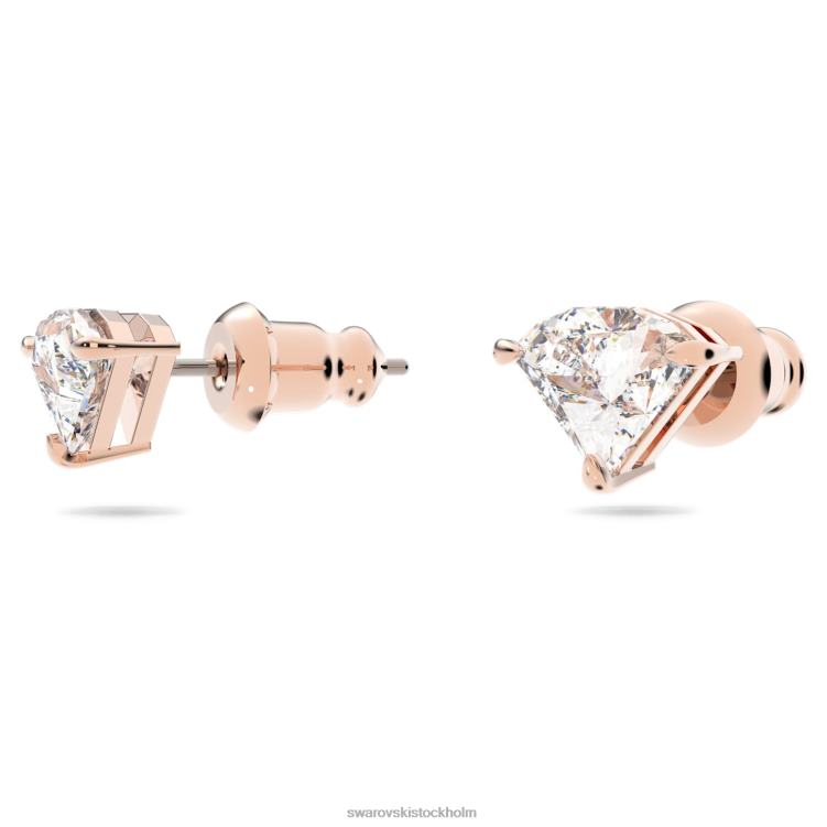 Swarovski Ortyx droppe örhängen P28L790 Smycken asymmetrisk design, triangelskuren, vit, roséguld pläterad