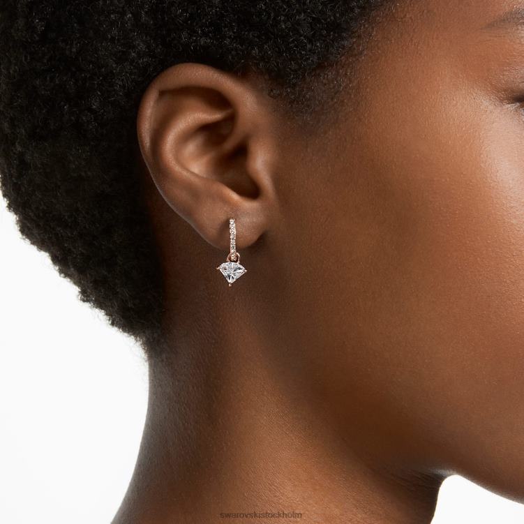 Swarovski Ortyx droppe örhängen P28L791 Smycken triangelslipad, vit, pläterad i roséguld