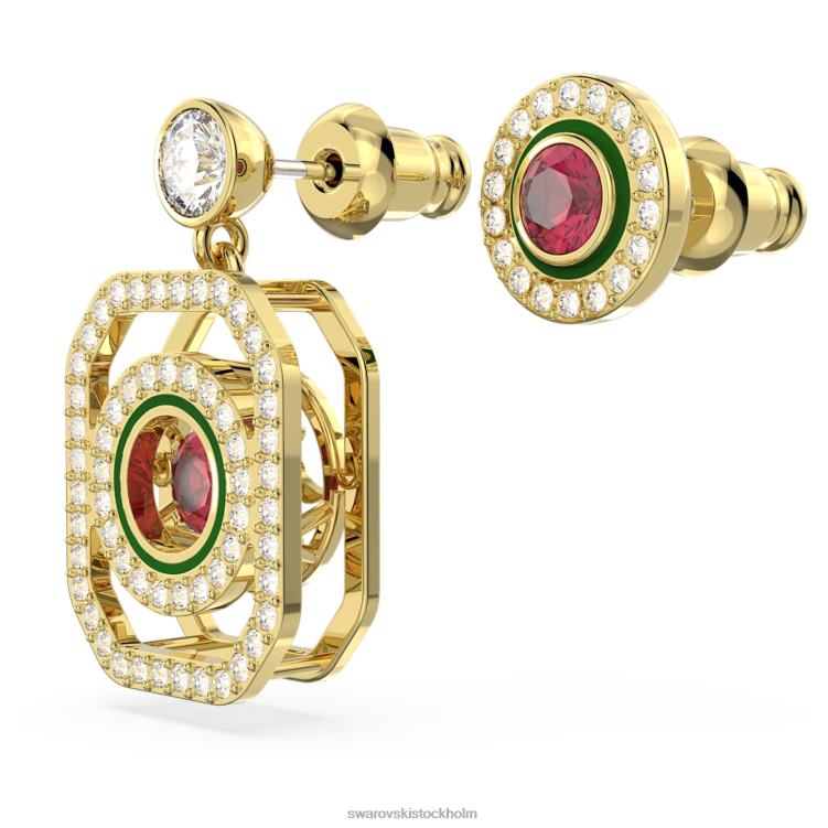 Swarovski alea droppe örhängen P28L718 Smycken asymmetrisk design, flerfärgad, guldfärgad