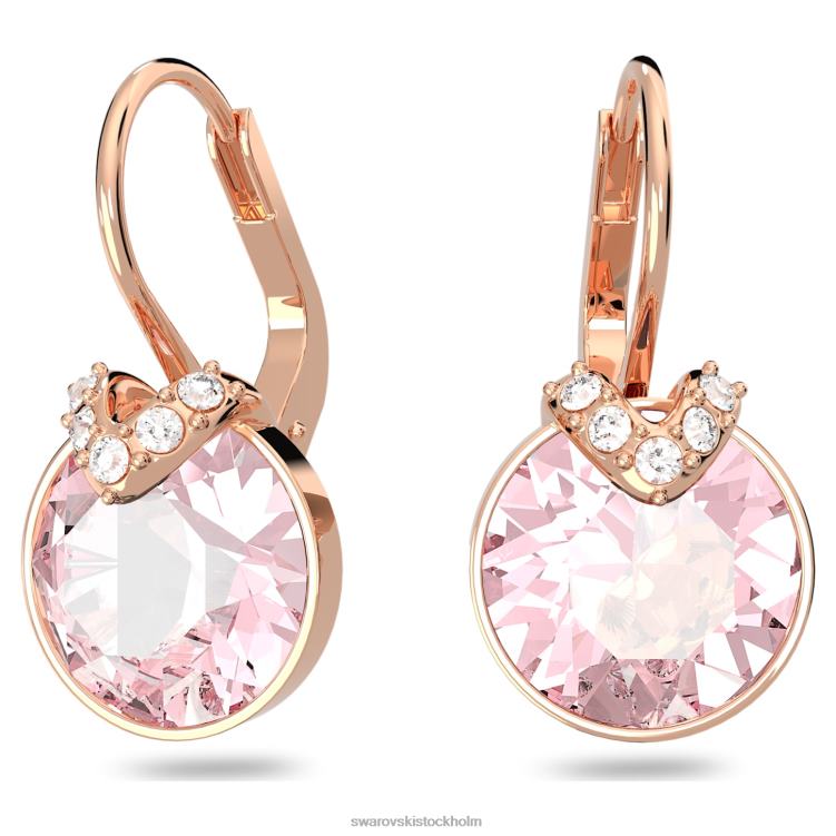 Swarovski bella v drop örhängen P28L761 Smycken rund skuren, rosa, roséguld pläterad