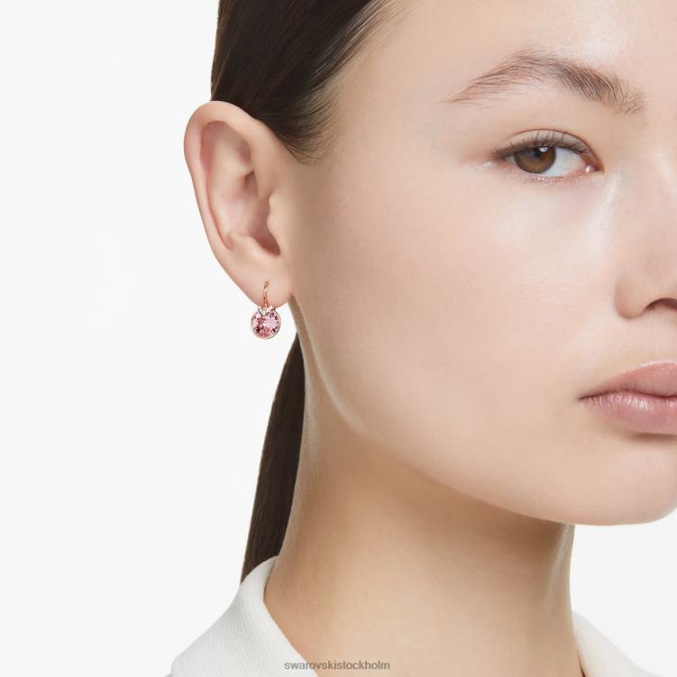 Swarovski bella v drop örhängen P28L761 Smycken rund skuren, rosa, roséguld pläterad