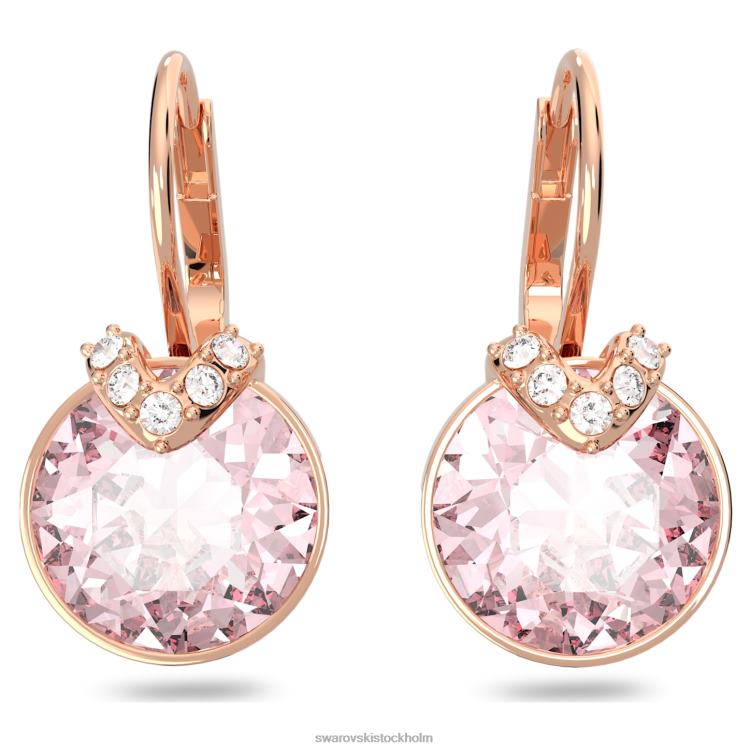 Swarovski bella v drop örhängen P28L761 Smycken rund skuren, rosa, roséguld pläterad
