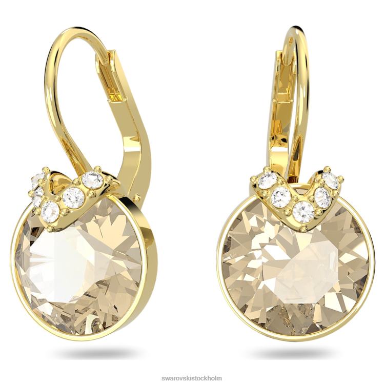 Swarovski bella v drop örhängen P28L778 Smycken rund skärning, guldton, guldton pläterad