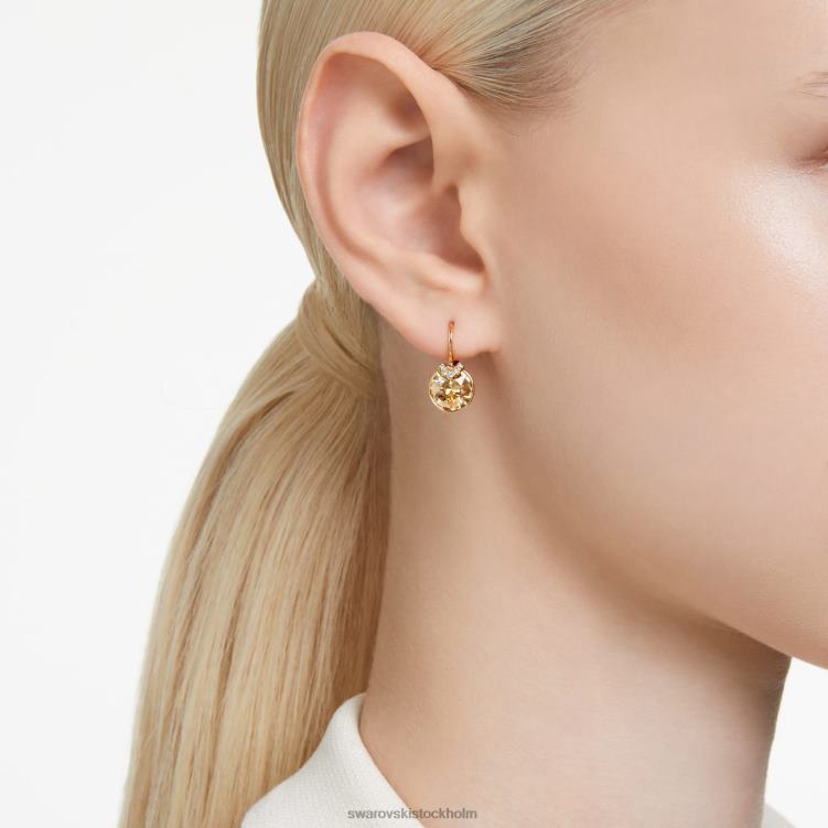 Swarovski bella v drop örhängen P28L778 Smycken rund skärning, guldton, guldton pläterad