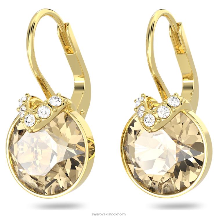 Swarovski bella v drop örhängen P28L778 Smycken rund skärning, guldton, guldton pläterad