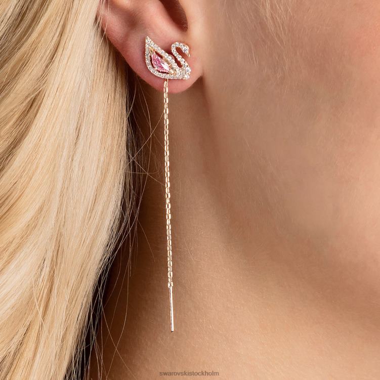Swarovski bländande svandroppeörhängen P28L777 Smycken svan, rosa, roséguld pläterad