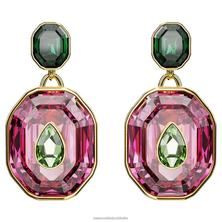Swarovski chroma drop örhängen P28L853 Smycken blandade snitt, flerfärgade, guldfärgade