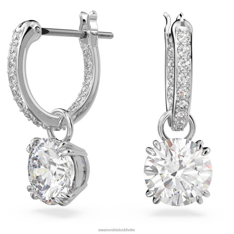 Swarovski constella droppe örhängen P28L765 Smycken rund skuren, vit, rodiumpläterad