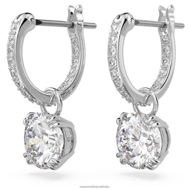Swarovski constella droppe örhängen P28L765 Smycken rund skuren, vit, rodiumpläterad