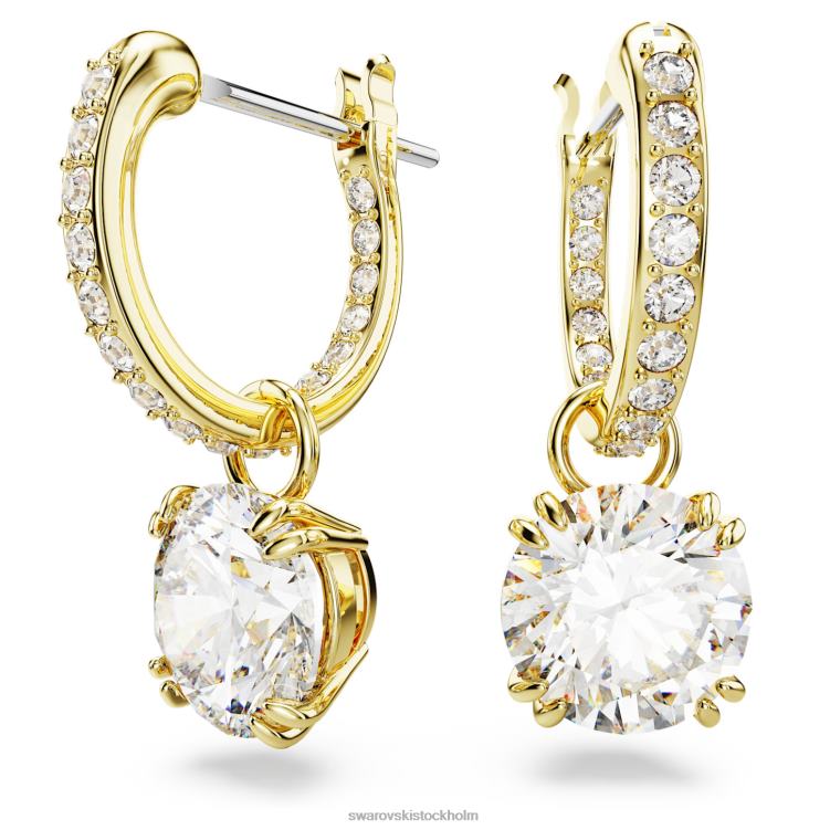 Swarovski constella droppe örhängen P28L771 Smycken rund skuren, vit, guldfärgad