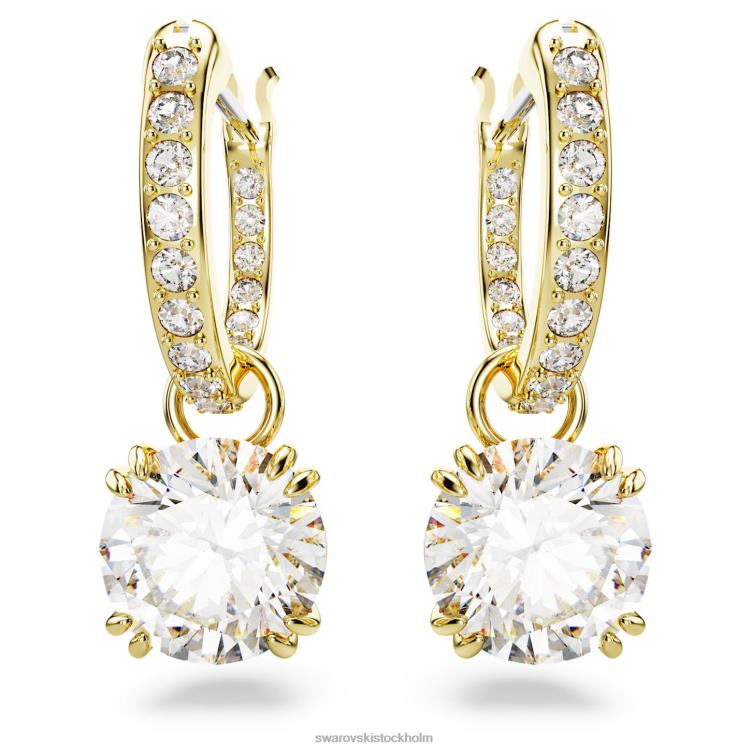 Swarovski constella droppe örhängen P28L771 Smycken rund skuren, vit, guldfärgad