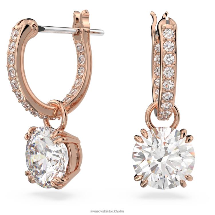 Swarovski constella droppe örhängen P28L784 Smycken rund skuren, vit, roséguld pläterad