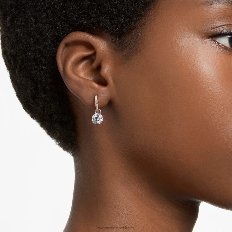 Swarovski constella droppe örhängen P28L784 Smycken rund skuren, vit, roséguld pläterad