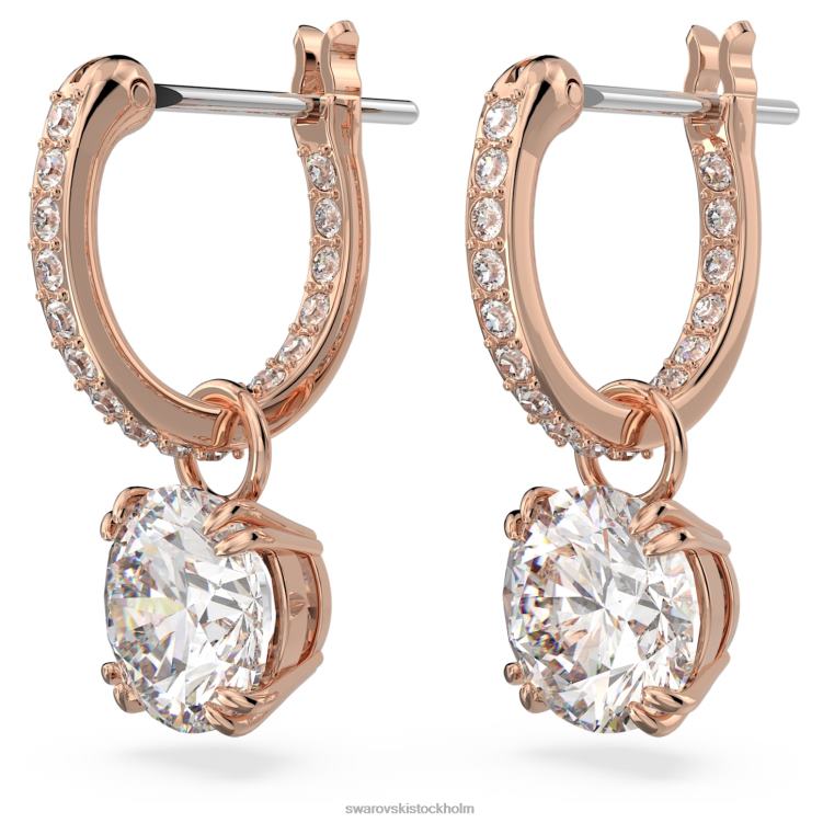 Swarovski constella droppe örhängen P28L784 Smycken rund skuren, vit, roséguld pläterad