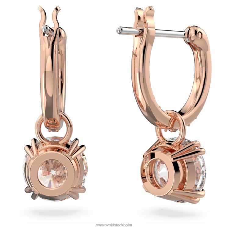 Swarovski constella droppe örhängen P28L784 Smycken rund skuren, vit, roséguld pläterad