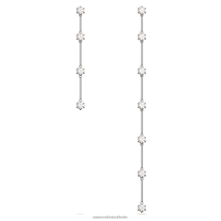 Swarovski constella droppe örhängen P28L785 Smycken asymmetrisk design, rund skärning, vit, rodiumpläterad