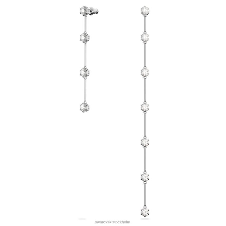 Swarovski constella droppe örhängen P28L785 Smycken asymmetrisk design, rund skärning, vit, rodiumpläterad