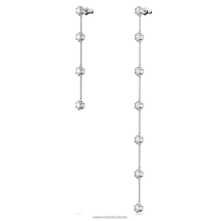 Swarovski constella droppe örhängen P28L785 Smycken asymmetrisk design, rund skärning, vit, rodiumpläterad