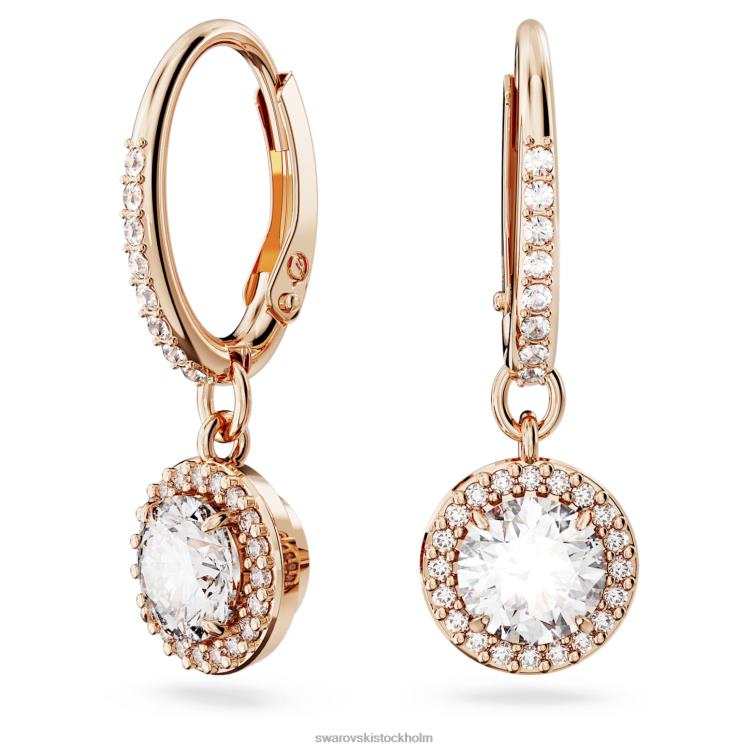 Swarovski constella droppe örhängen P28L787 Smycken rund skuren, pave, vit, roséguld pläterad