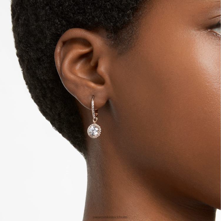 Swarovski constella droppe örhängen P28L787 Smycken rund skuren, pave, vit, roséguld pläterad