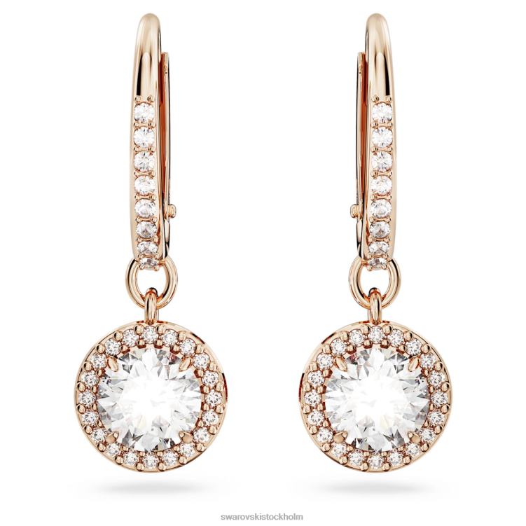 Swarovski constella droppe örhängen P28L787 Smycken rund skuren, pave, vit, roséguld pläterad