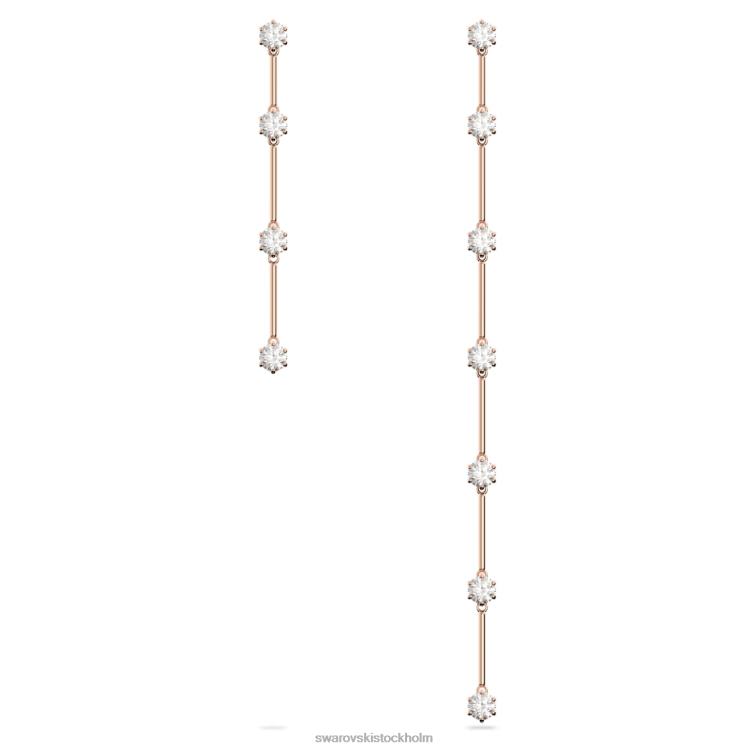 Swarovski constella droppe örhängen P28L794 Smycken asymmetrisk design, rund skärning, vit, roséguld pläterad