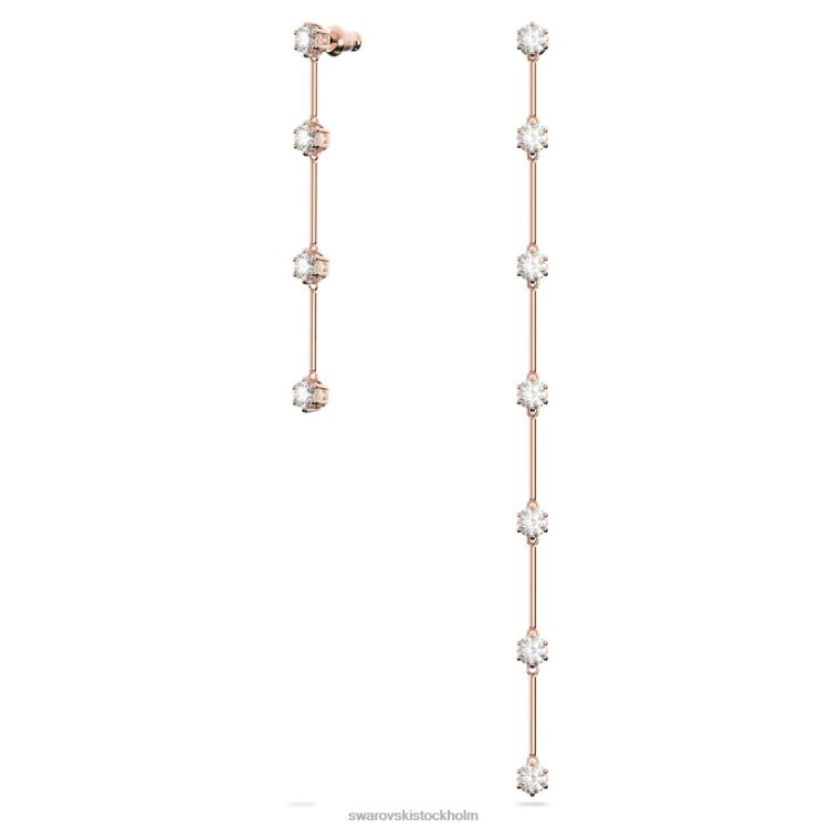 Swarovski constella droppe örhängen P28L794 Smycken asymmetrisk design, rund skärning, vit, roséguld pläterad
