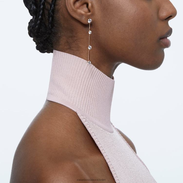 Swarovski constella droppe örhängen P28L794 Smycken asymmetrisk design, rund skärning, vit, roséguld pläterad